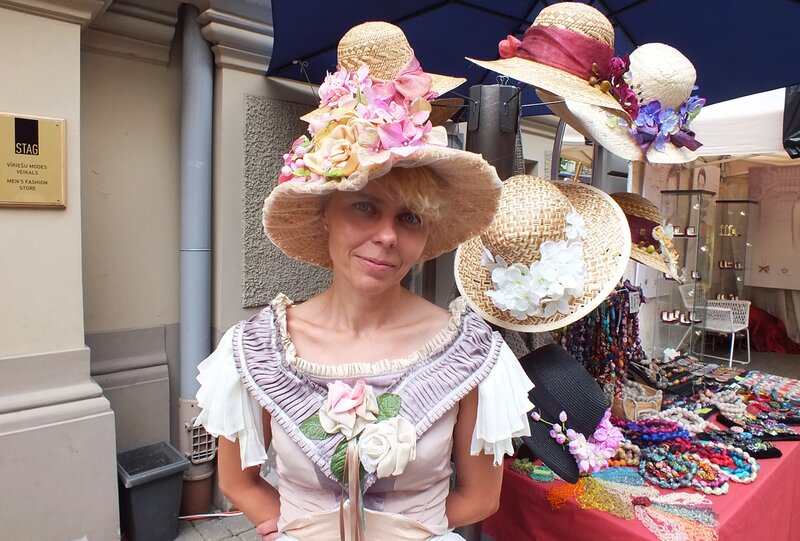 Woman Wearing Straw Hat — White, Outdoor