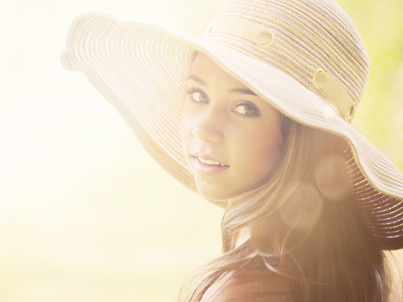 Woman Wearing Sun Hat — Yellow, Bright