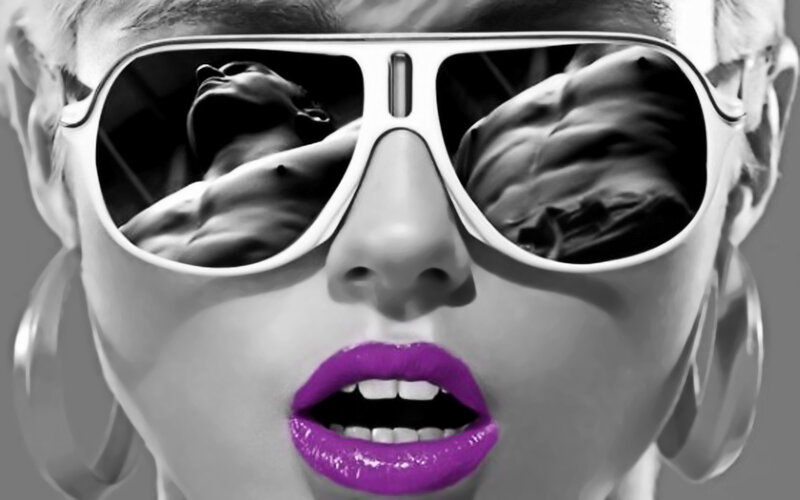 Woman Wearing Sunglasses — Black, Dramatic, Photograph, Lipstick