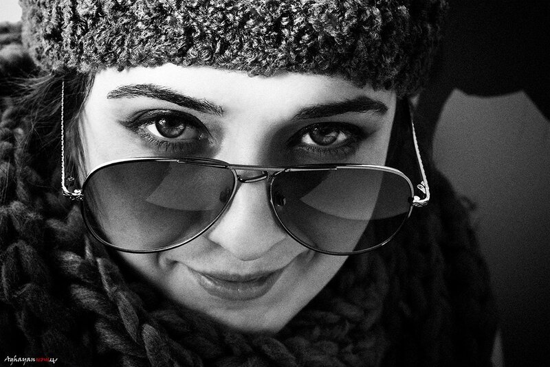 Woman Wearing Sunglasses — Black, Neutral