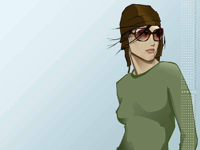 Woman Wearing Sunglasses — Green, Calm, Digital Art