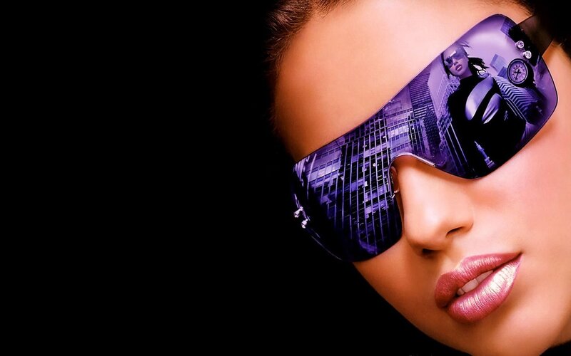 Woman Wearing Sunglasses — Purple, Dramatic, Night