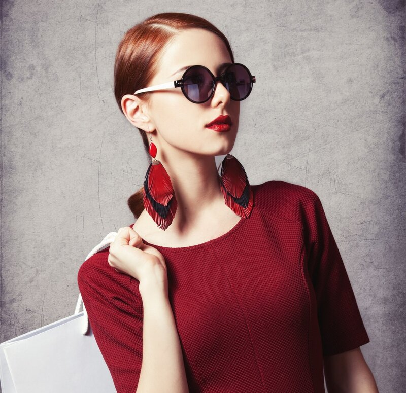 Woman Wearing Sunglasses — Red, Stylish