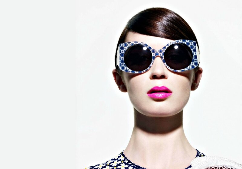Woman Wearing Sunglasses — White, Dramatic, Photograph