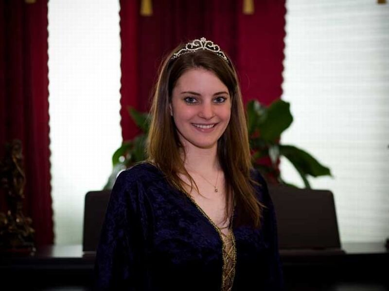 Woman Wearing Tiara — Blue