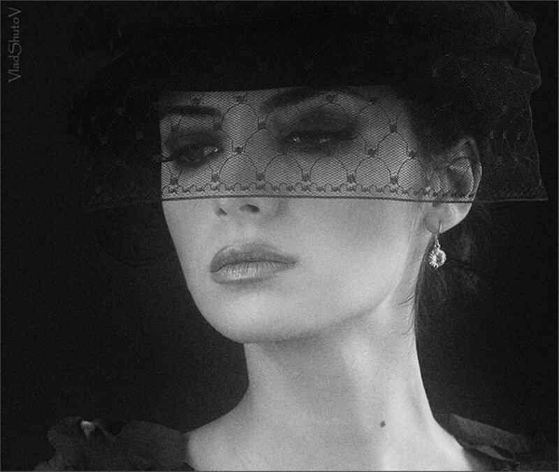 Woman Wearing Veil — Black