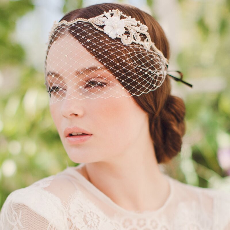 Woman Wearing Veil — White, Serene