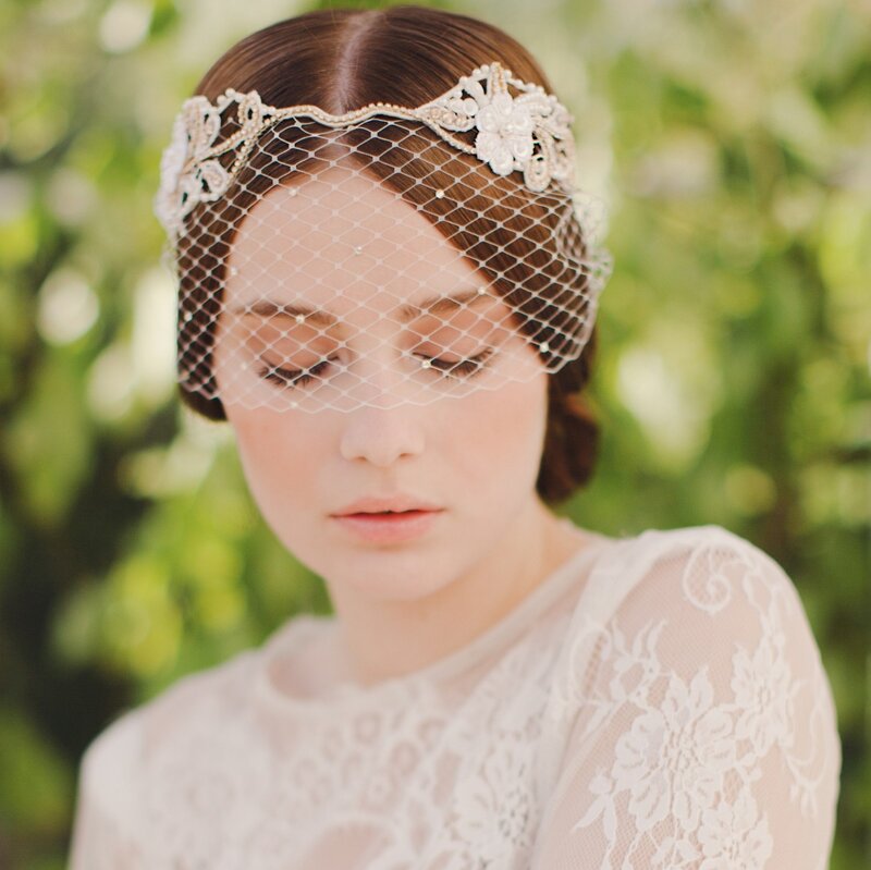 Woman Wearing Veil — White