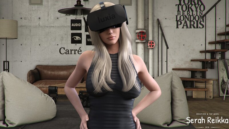 Woman Wearing Vr Headset — Gray
