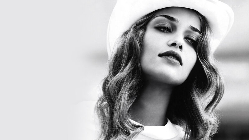 Woman Wearing White Hat — Black, Dramatic, Photograph