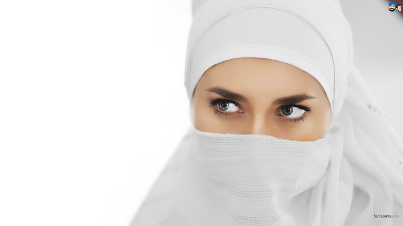 Woman Wearing White Hijab — Neutral, Photograph, Eyes