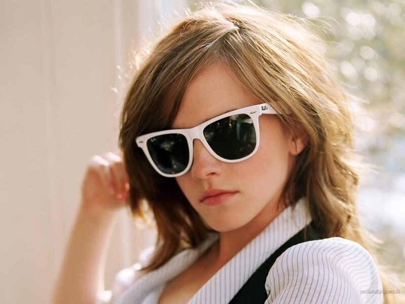 woman wearing white sunglasses