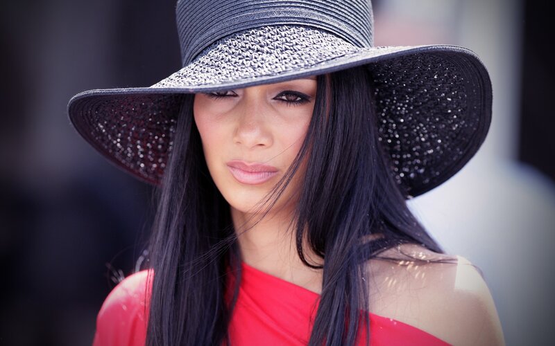 Woman Wearing Wide-brimmed Hat — Black, Serene, Afternoon, Photograph