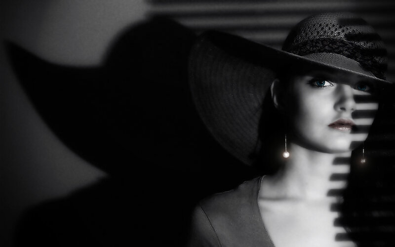 Woman Wearing Wide-brimmed Hat — Black
