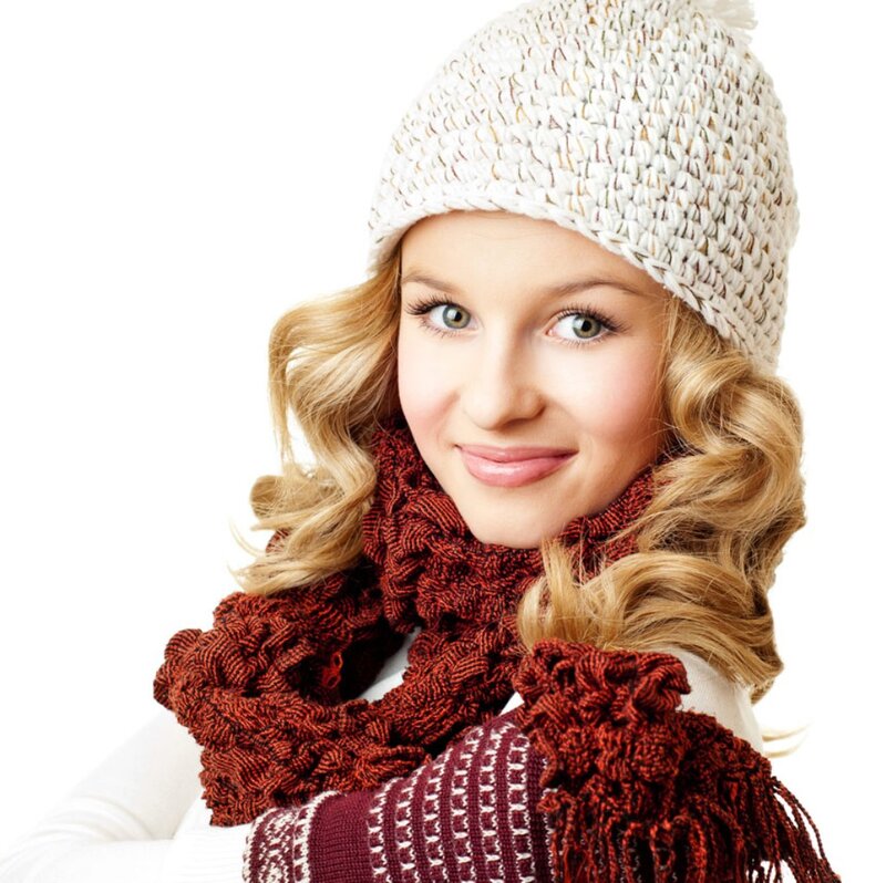 Woman Wearing Winter Hat — White