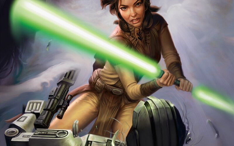 Woman Wielding Lightsabers