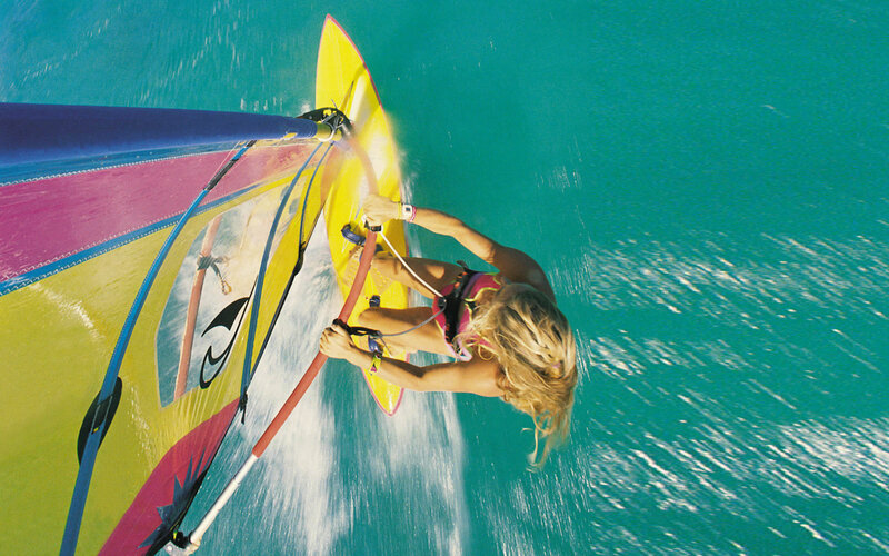 Woman Windsurfing — Blue, Active, Afternoon