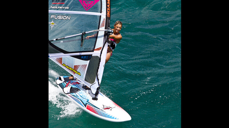 Woman Windsurfing — Blue