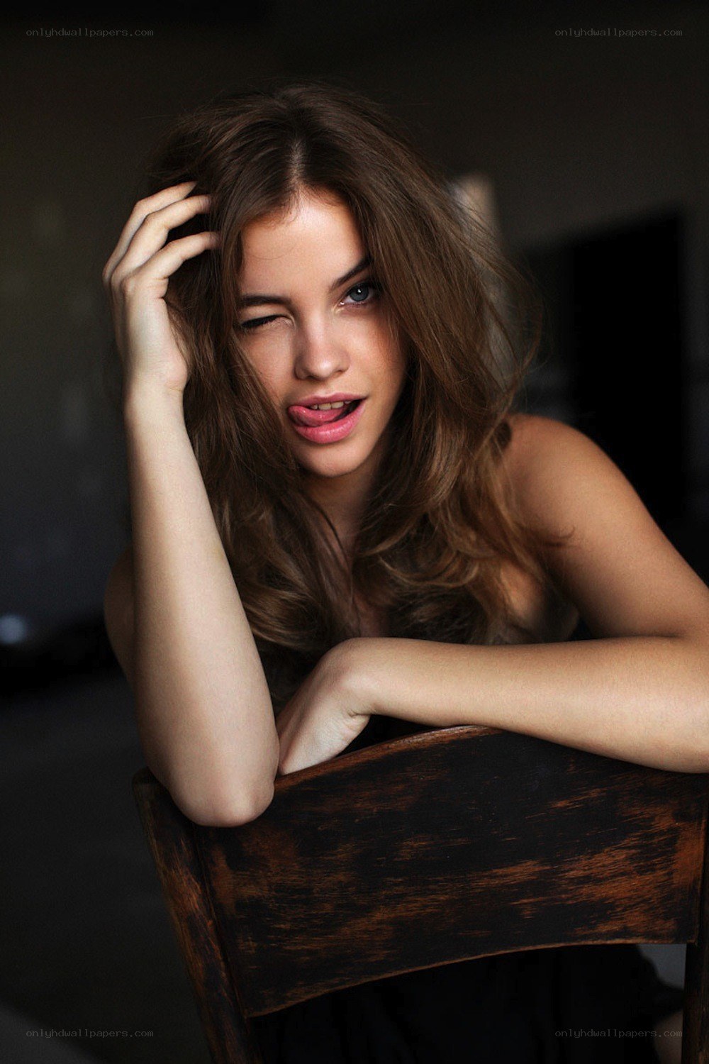 woman winking at camera