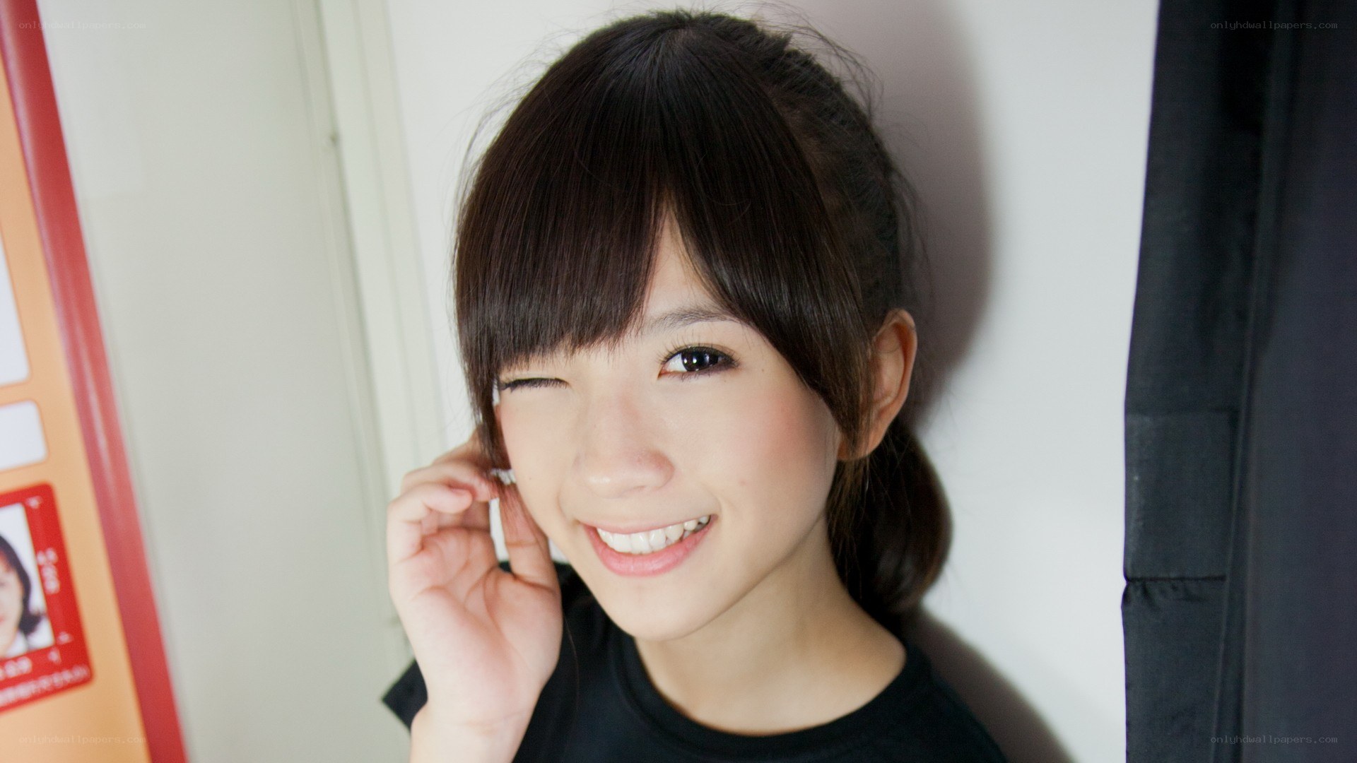 woman winking at camera