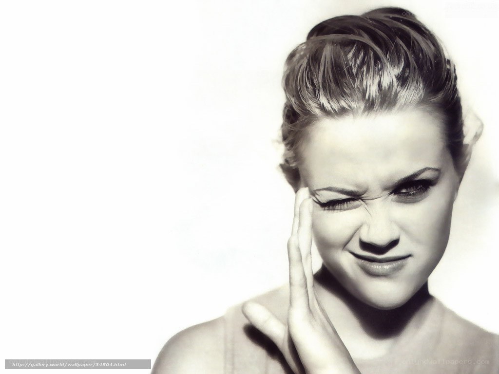 woman winking in black and white