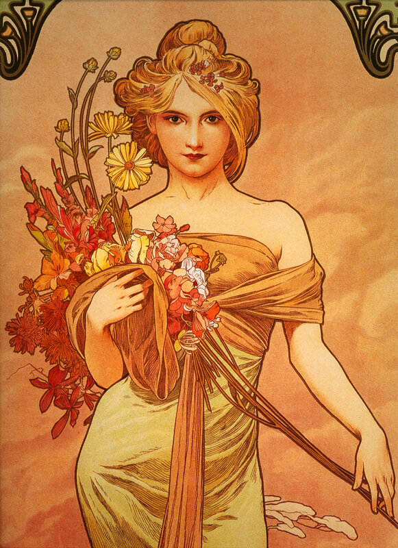 Woman with a bouquet of flowers