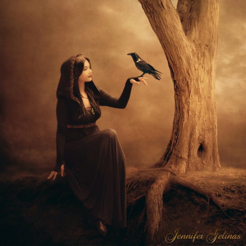 Woman with a Crow — Brown
