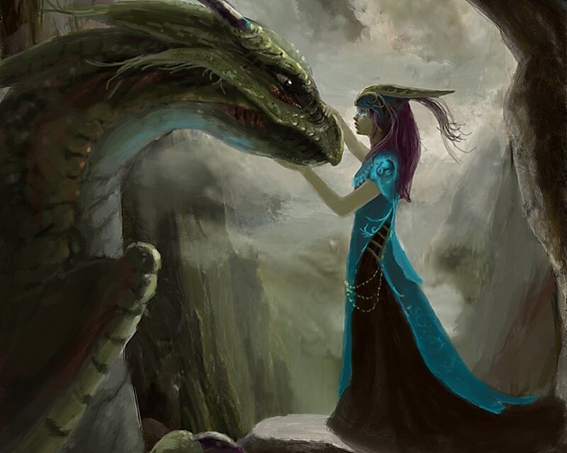 woman with a dragon