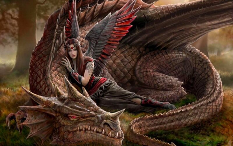 woman with a dragon