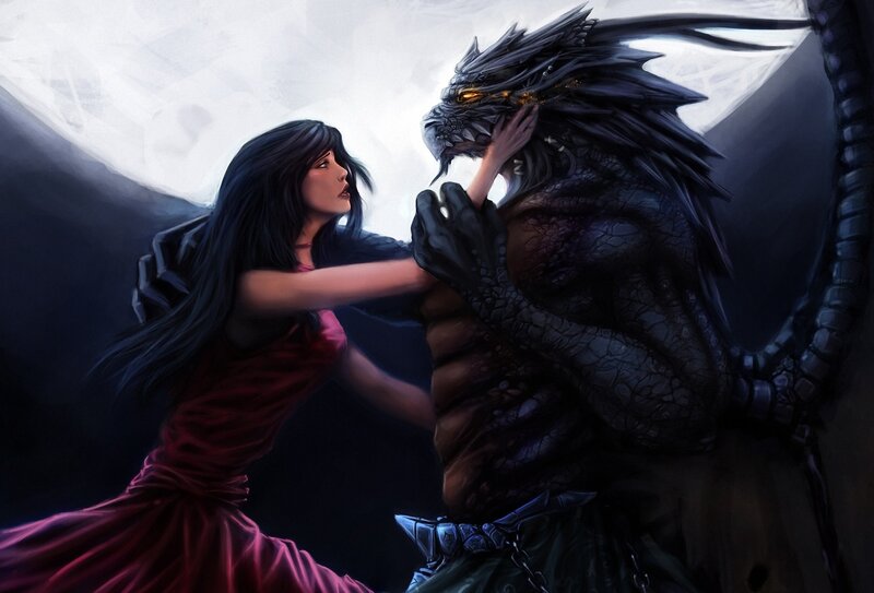 Woman with a dragon