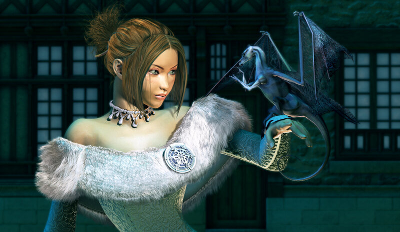 woman with a dragon