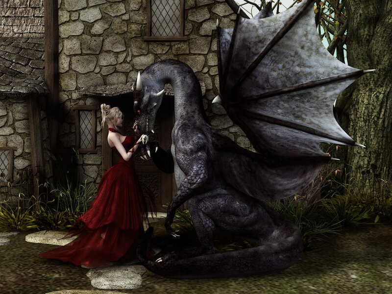 Woman with a dragon