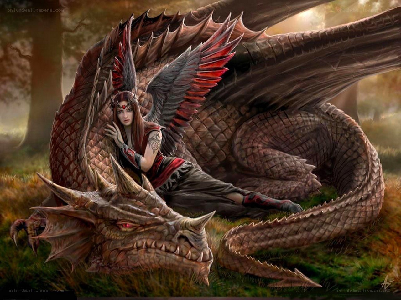 woman with a dragon