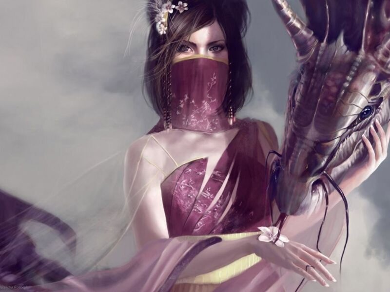 woman with a dragon