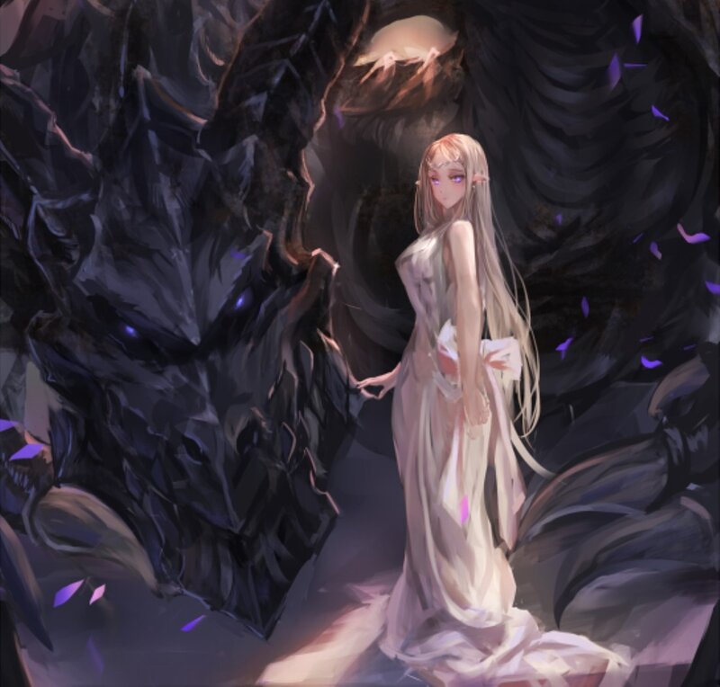 Woman with a Dragon — Black
