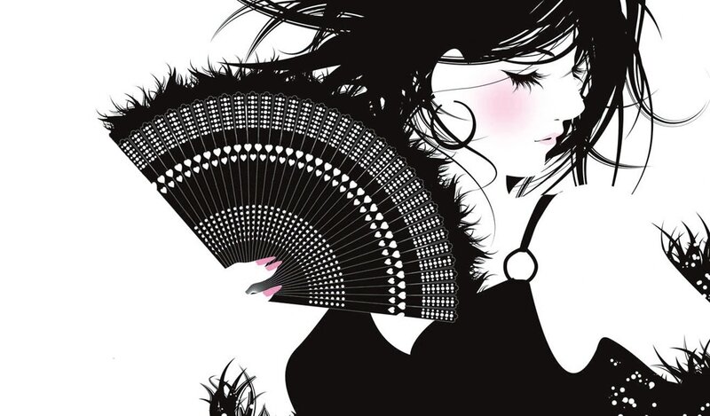 woman with a fan