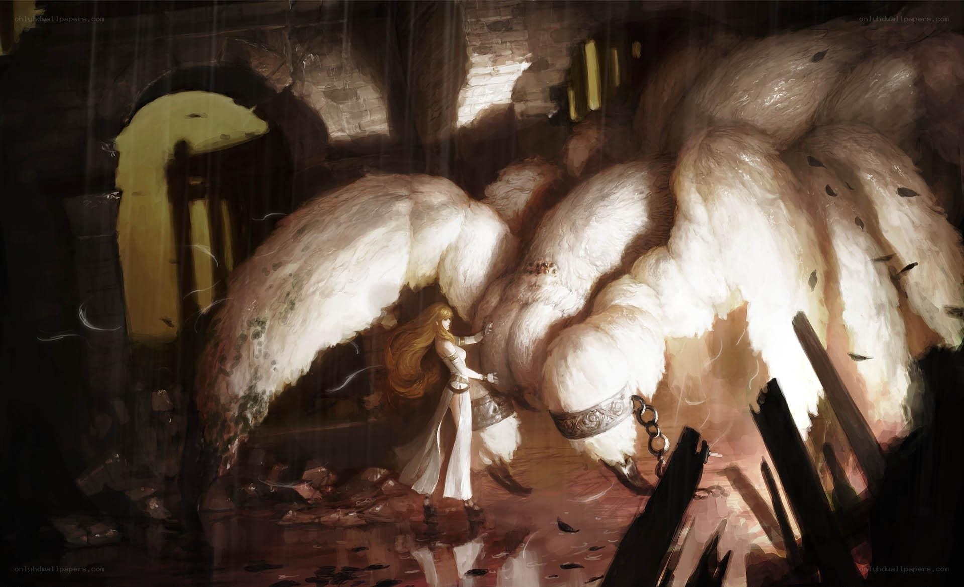 Woman with a giant creature