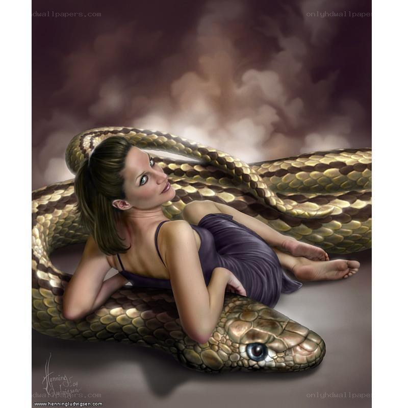 woman with a large snake