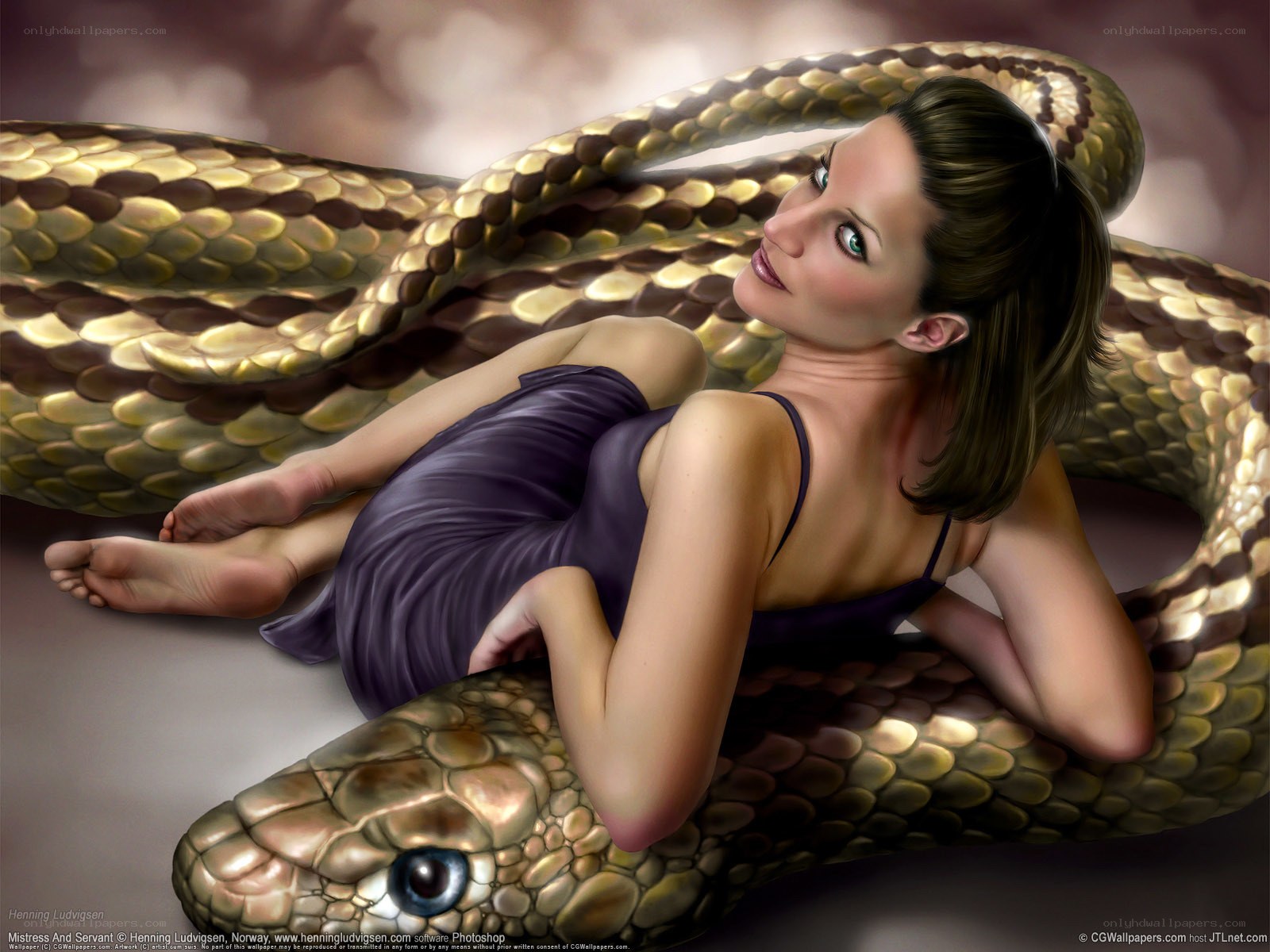 Woman with a large snake
