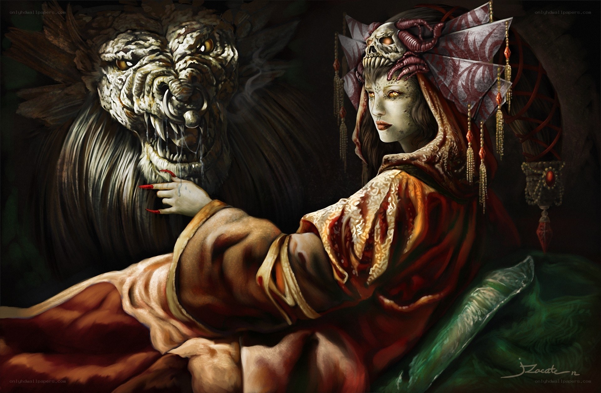 woman with a monster