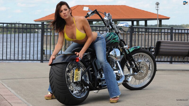 Woman with a motorcycle