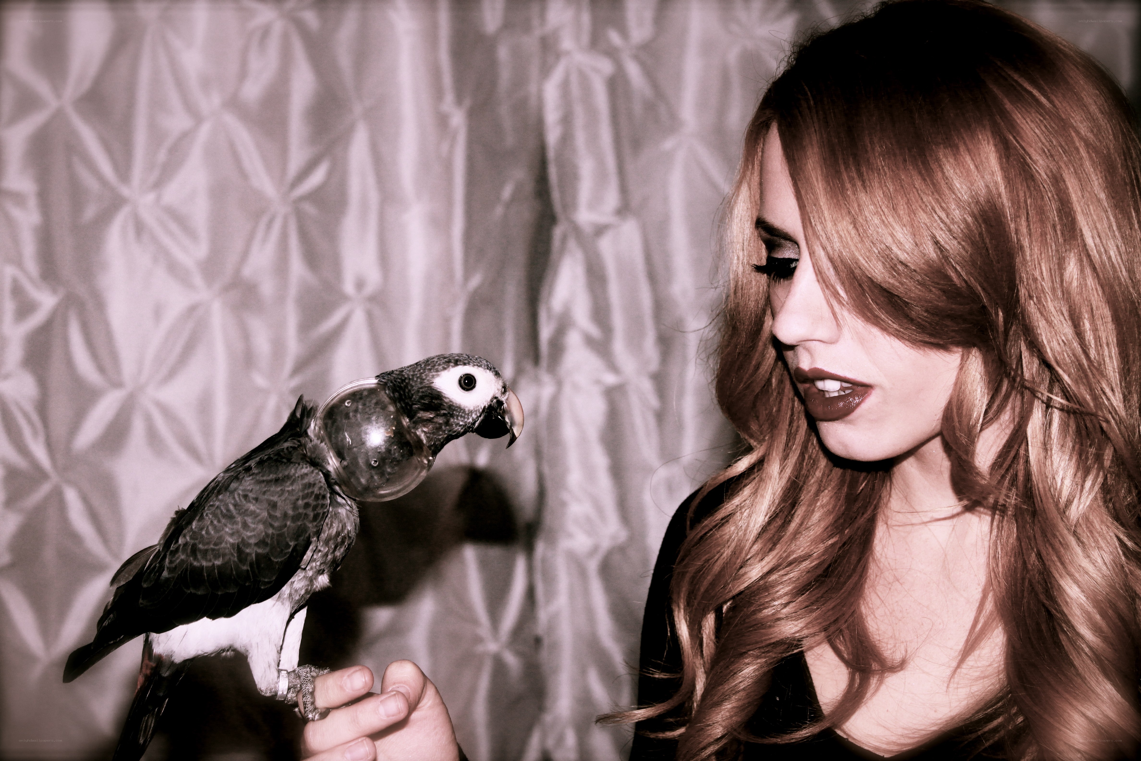 Woman with a parrot