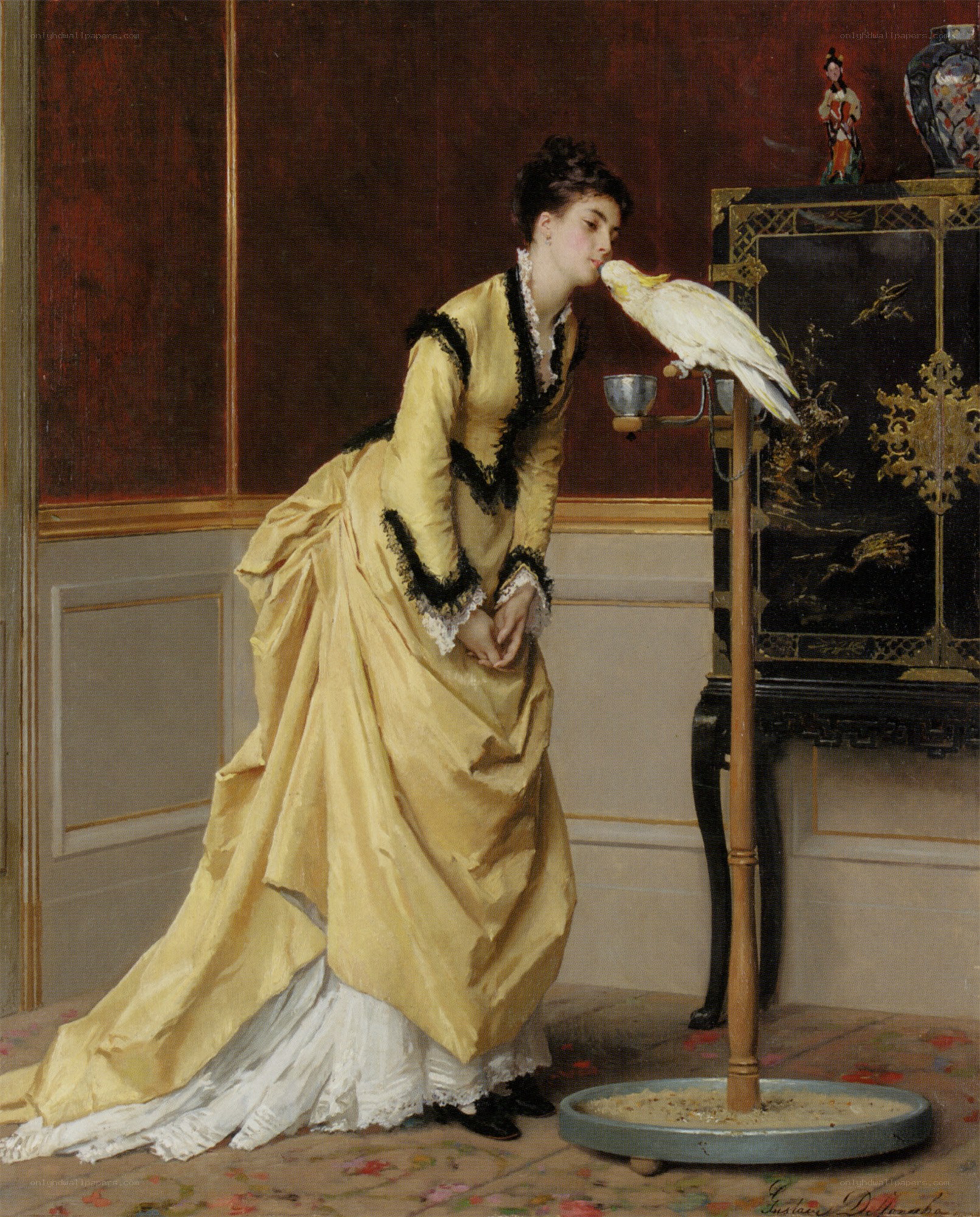 Woman with a parrot