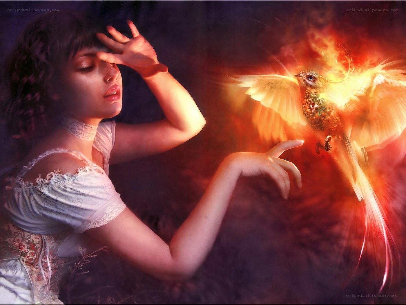 woman with a phoenix