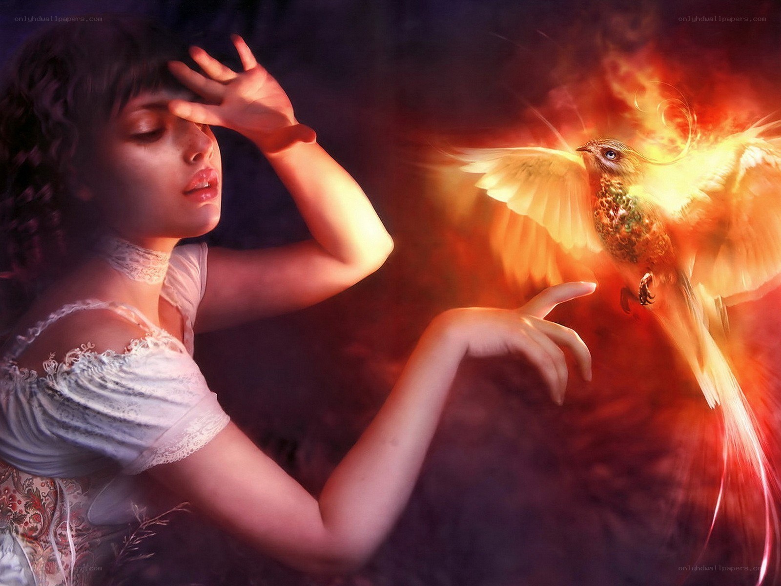 woman with a phoenix