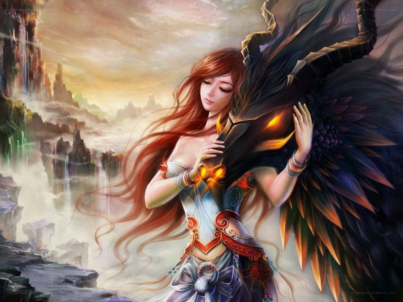 Woman with a winged creature