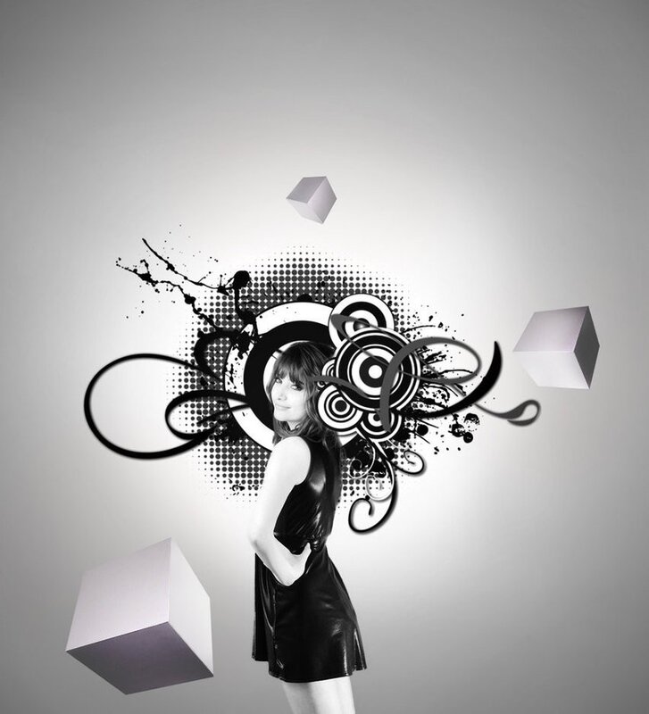 woman with abstract art background