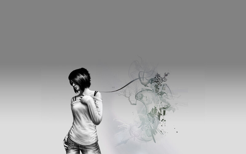 woman with abstract art