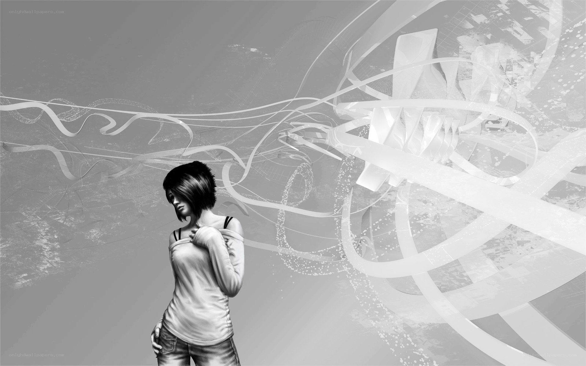 woman with abstract background