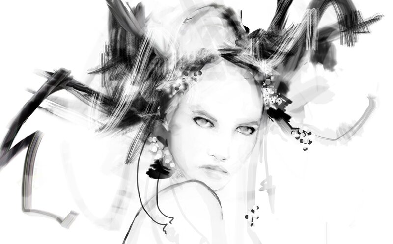 Woman with Abstract Hair — Black